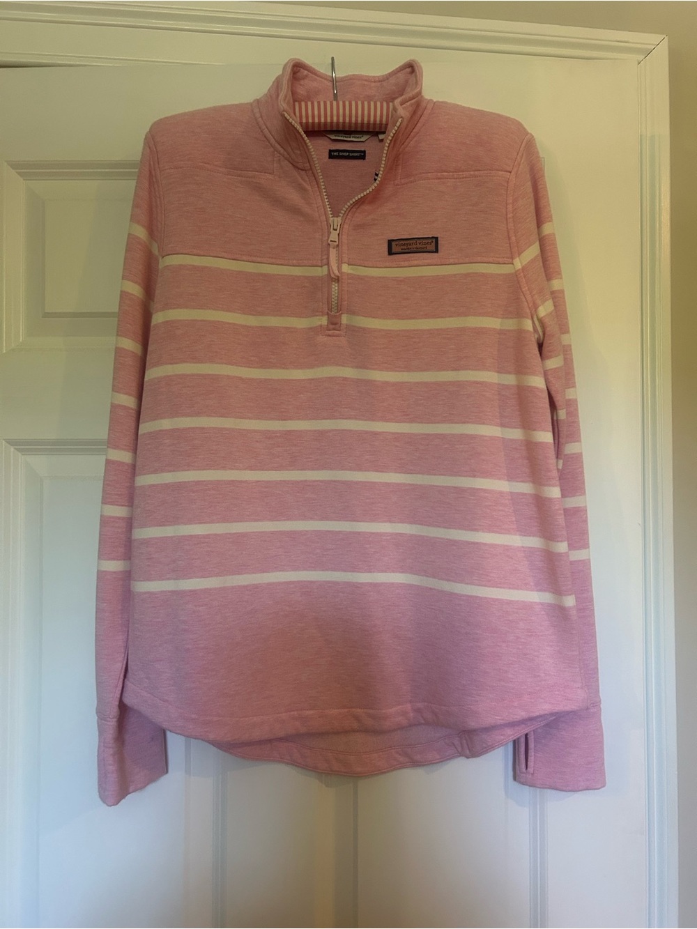 Vineyard Vines Pink Stripe Shep Shirt Half-Zip Pullover Sweater Dreamcloth